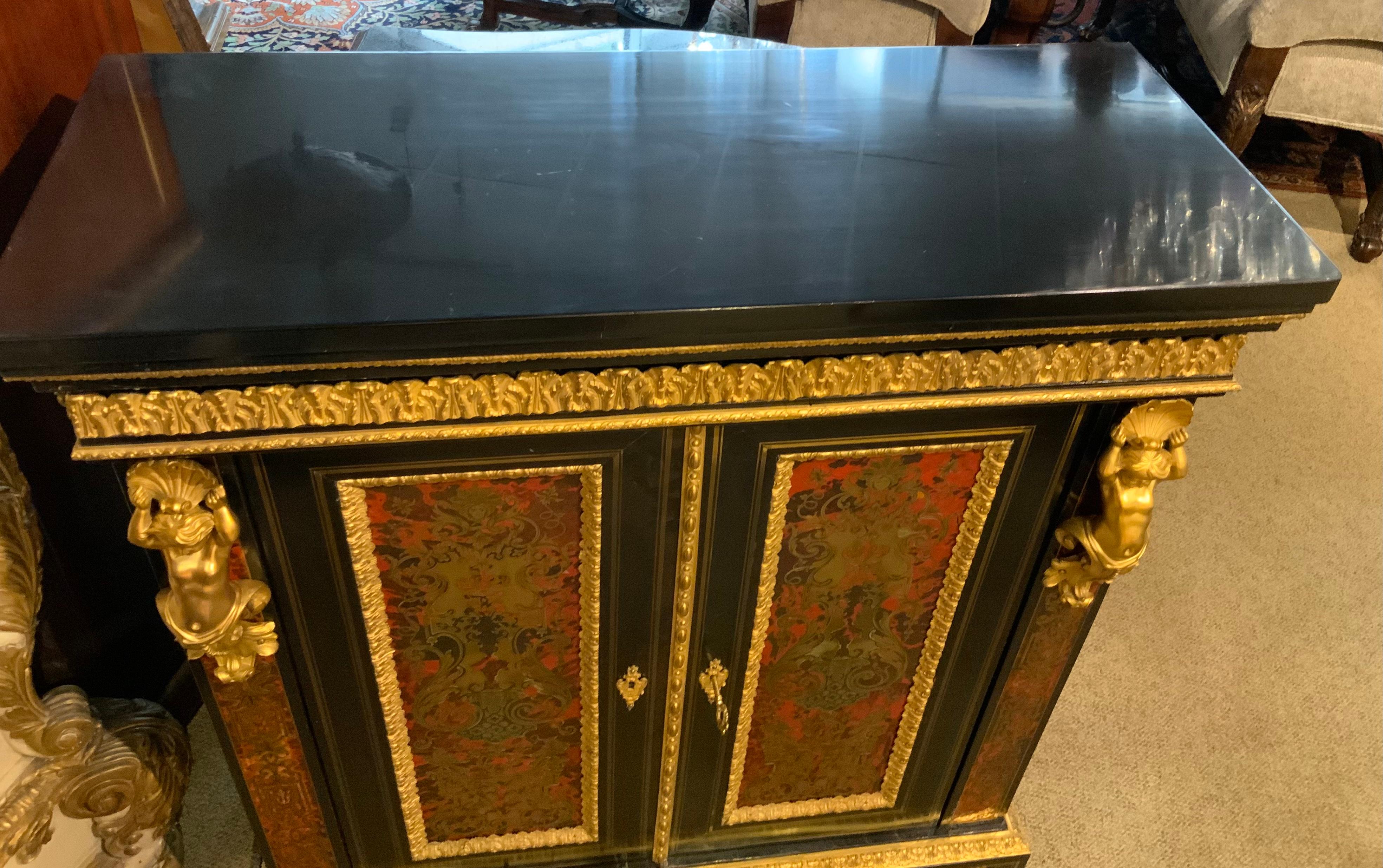 French Napoleon III, Style Boulle Cabinet circa 1890 with Marquetry, Inlay For Sale 1