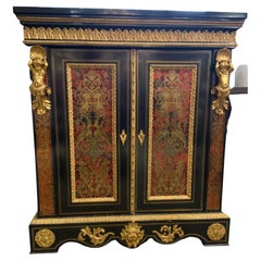 French Napoleon III, Style Boulle Cabinet circa 1890 with Marquetry, Inlay