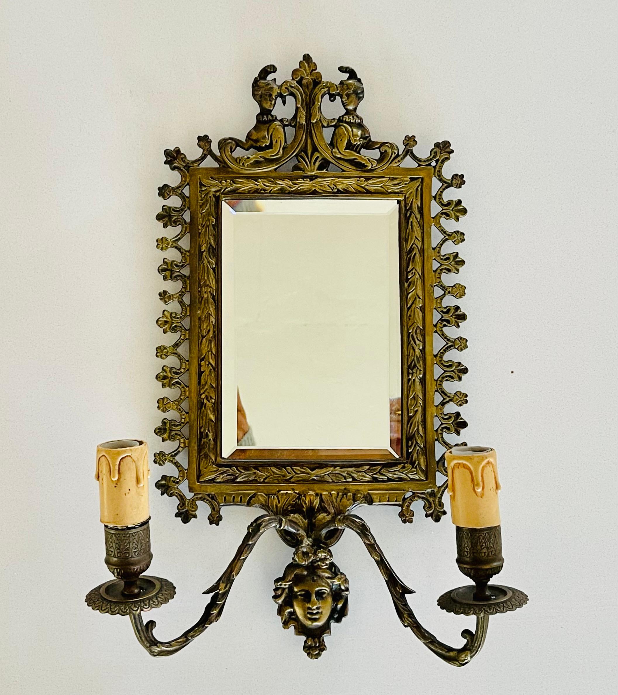 French Napoleon III Style Bronze Wall Sconces In Good Condition For Sale In palm beach, FL