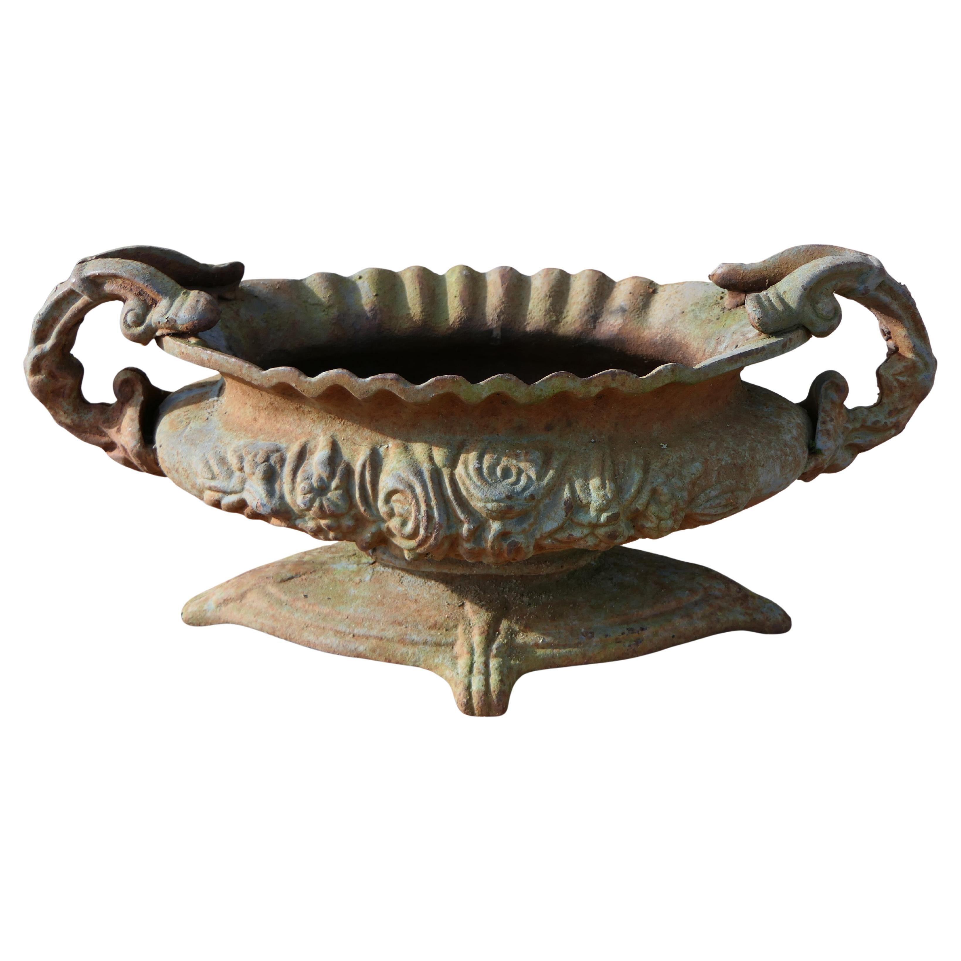 French Napoleon III Style Cast Iron Jardiniere with Handles