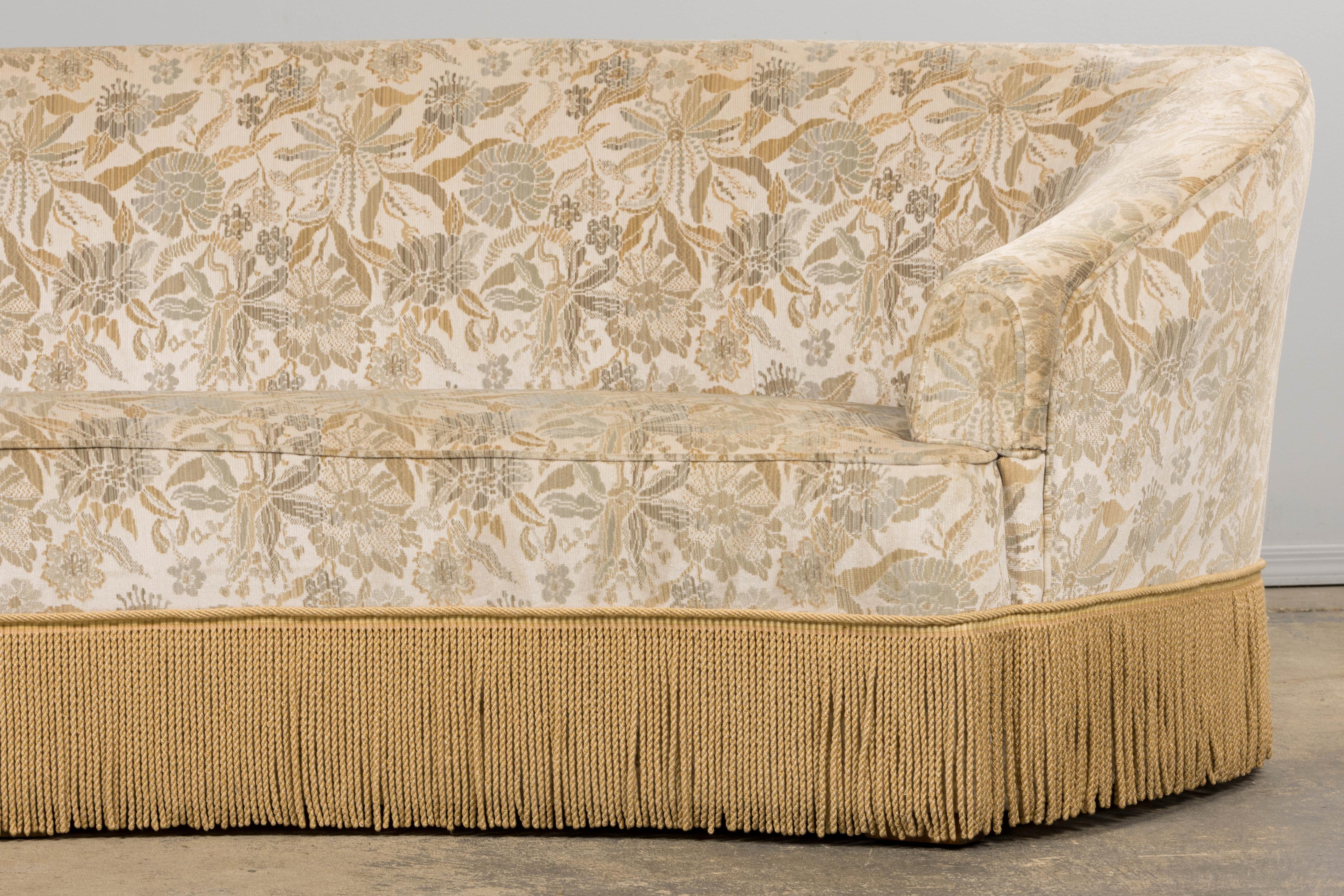 Fait main Canapé français de style Napoléon III en velours Jacquard floral en vente