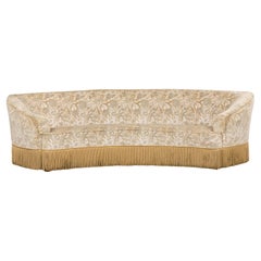 French Napoleon III Style Curved Sofa in Floral Jacquard Velvet