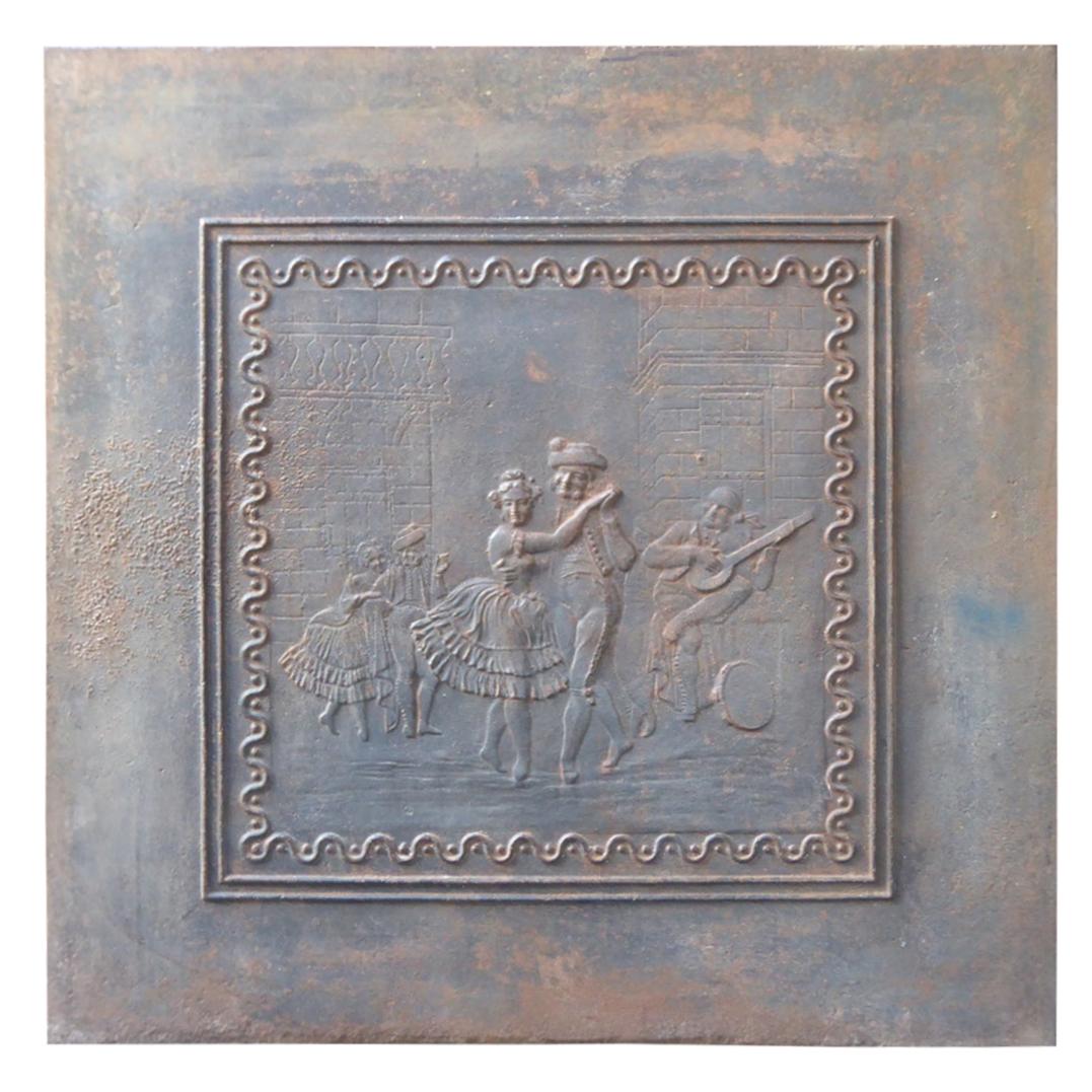 Plaque de cheminée / dosseret de style Napoléon III français "danseurs". en vente