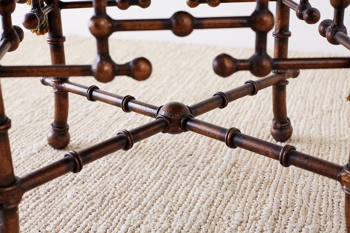 Metal French Napoleon III Style Faux Bamboo Corner Chairs Stool