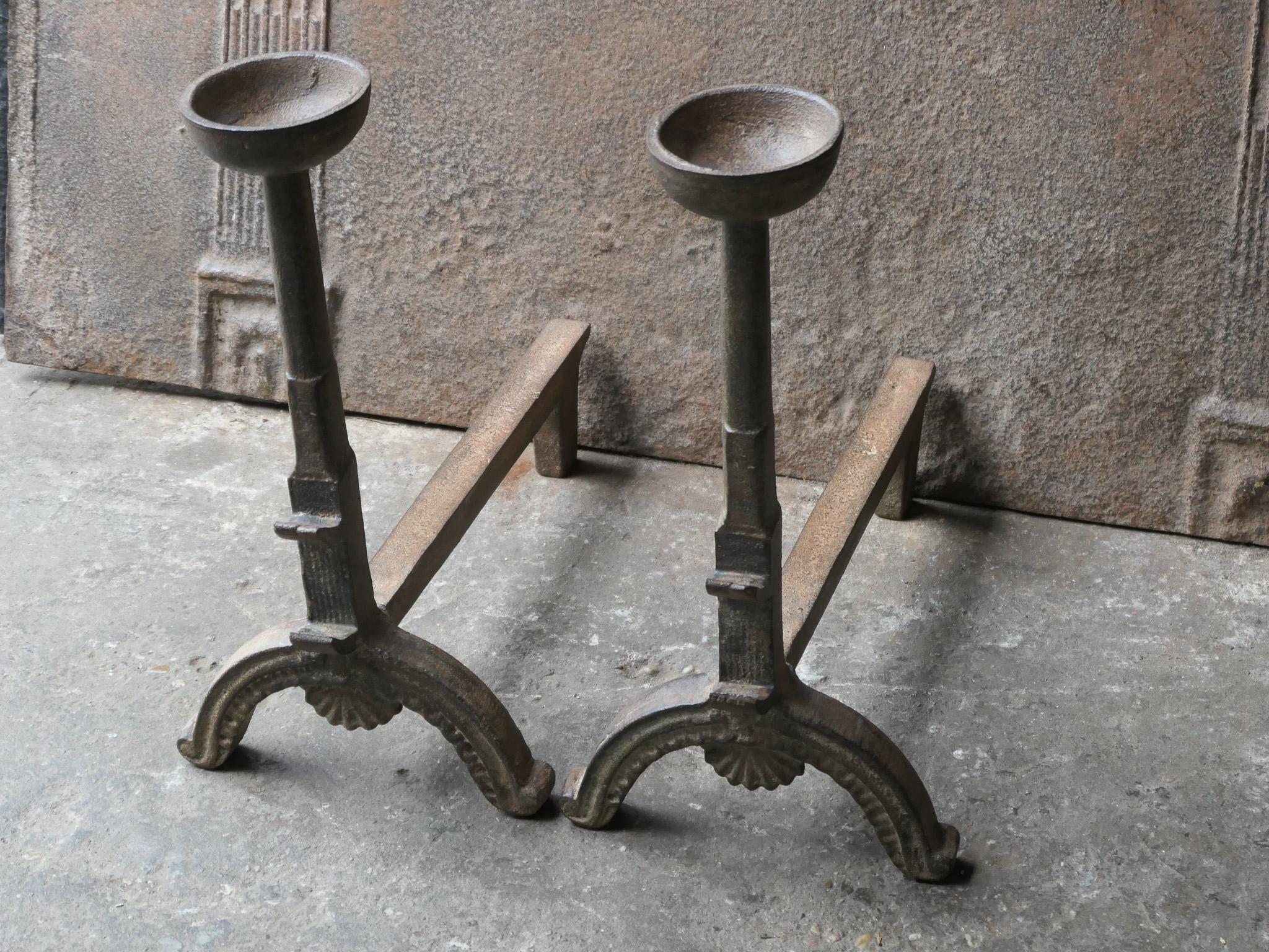 Iron French Napoleon III Style Firedogs or Andirons For Sale