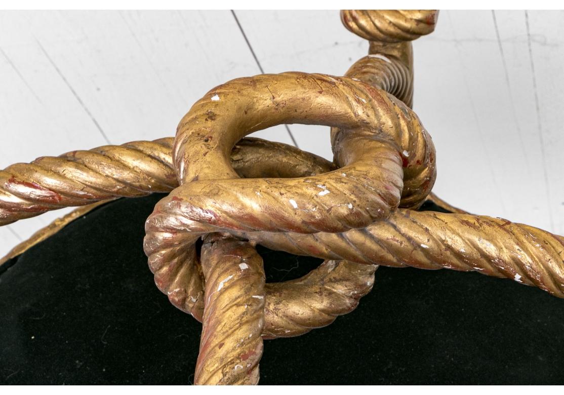French Napoleon III Style Gilt Wood Knot Base Ottoman For Sale 1