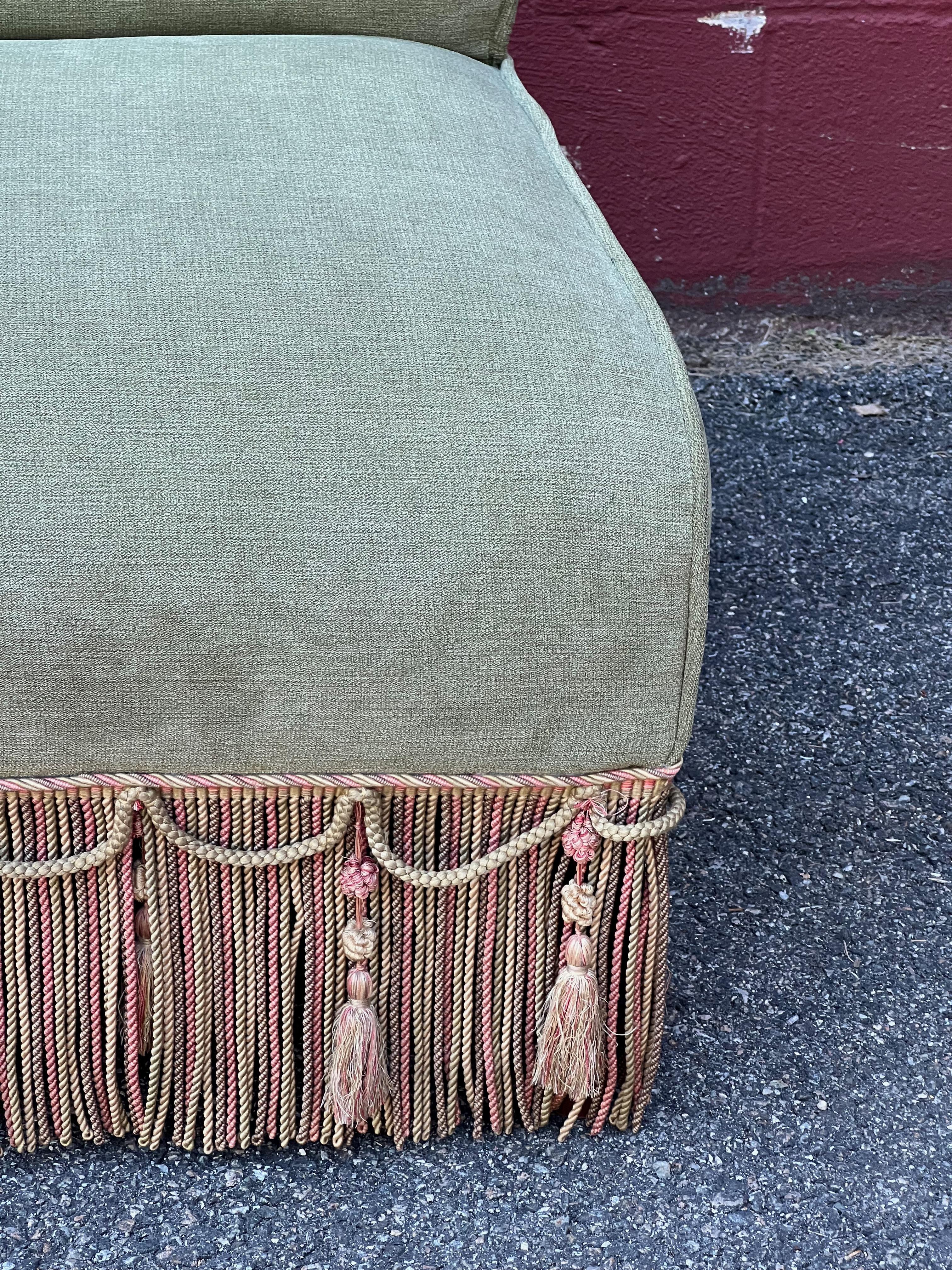 French Napoleon III Style Green Slipper Chair For Sale 3