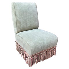 French Napoleon III Style Green Slipper Chair