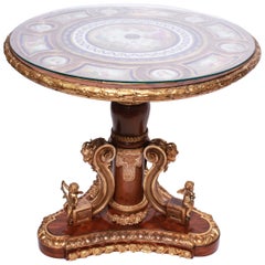 French Napoleon III Style Guéridon Table with Mounted Bronze and Porcelain