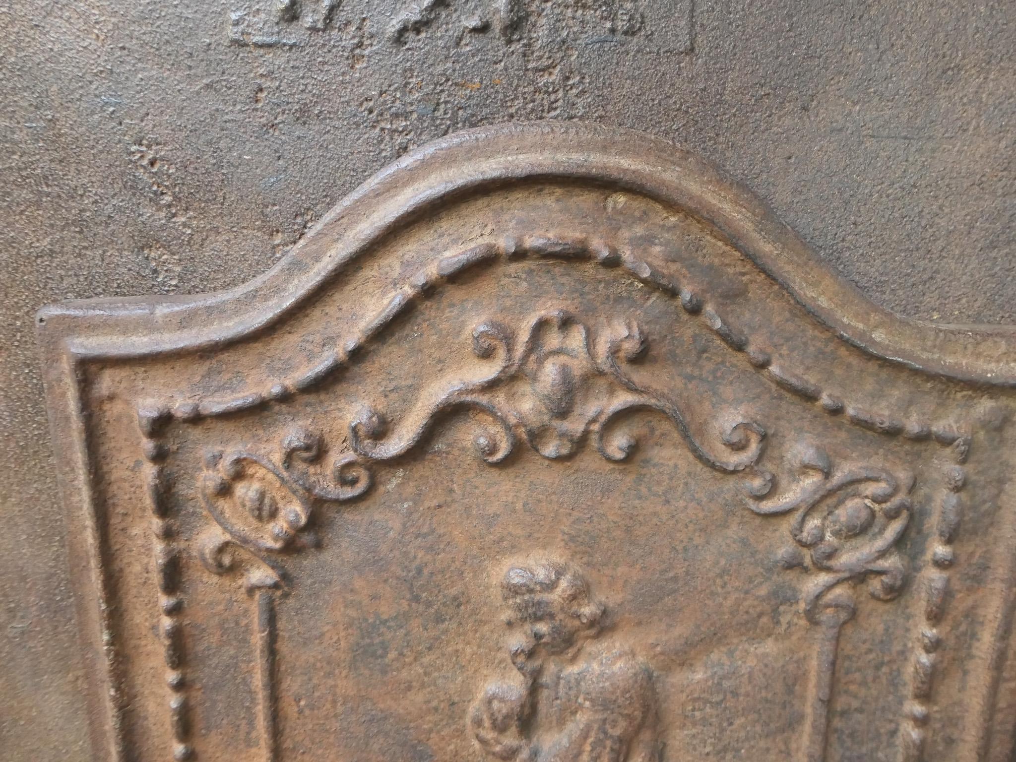 Iron French Napoleon III Style 'Man' Fireback / Backsplash, 20th C. For Sale