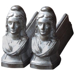 French Napoleon III Style 'Marianne' Andirons or Firedogs