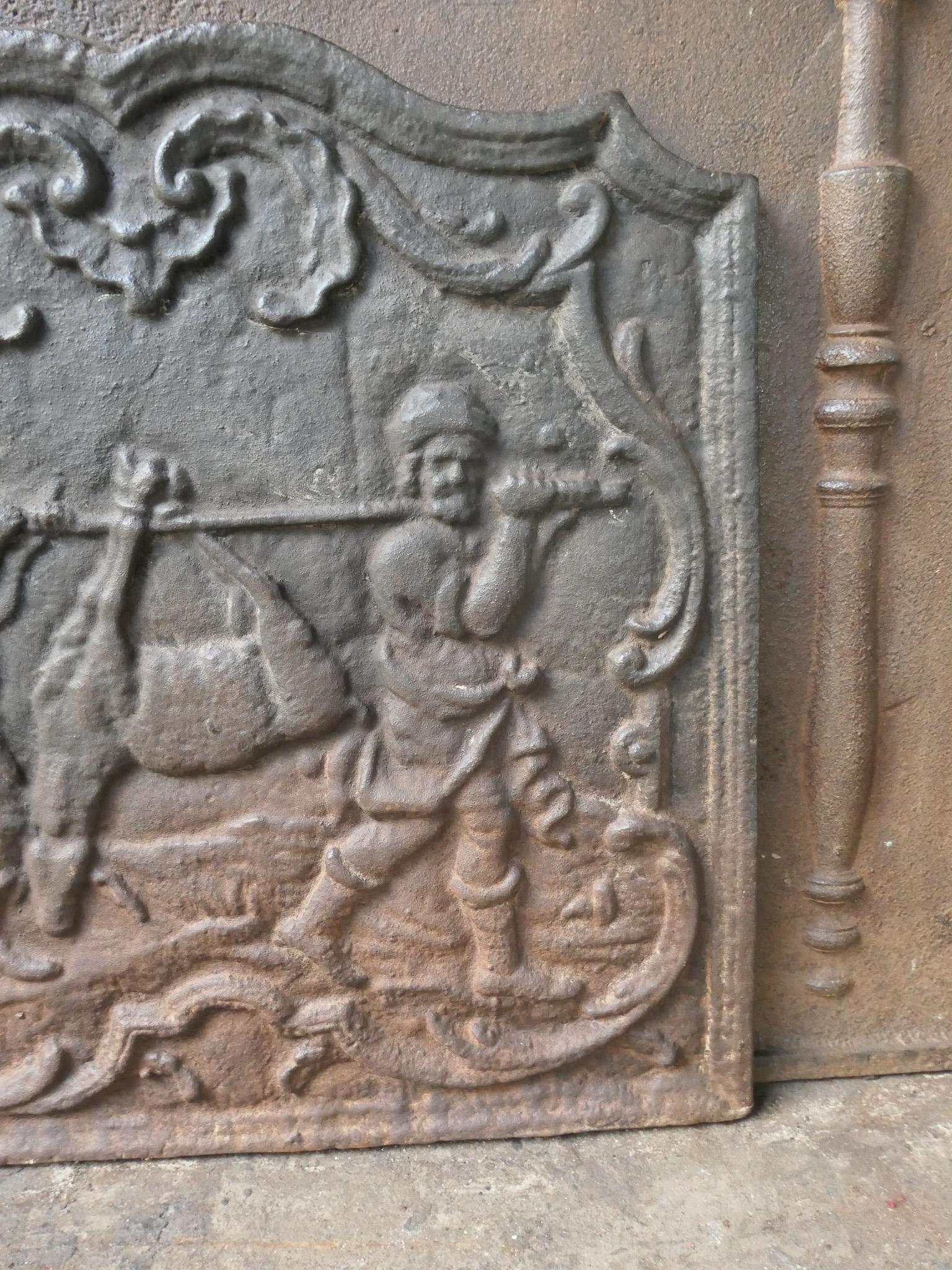 Plaque de cheminée / dosseret de style Napoléon III 'Retour de la chasse'. en vente 3