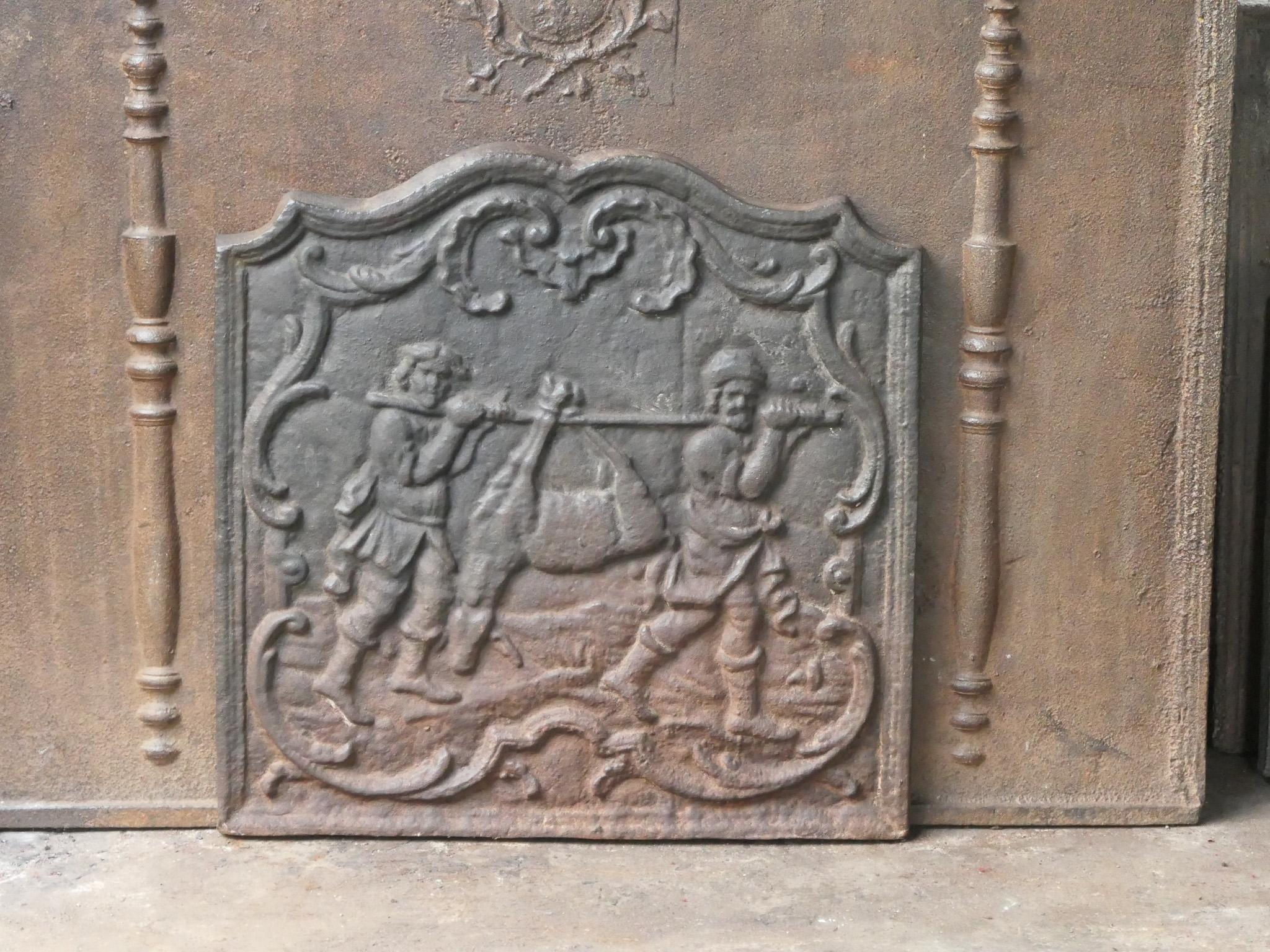Moulage Plaque de cheminée / dosseret de style Napoléon III 'Retour de la chasse'. en vente