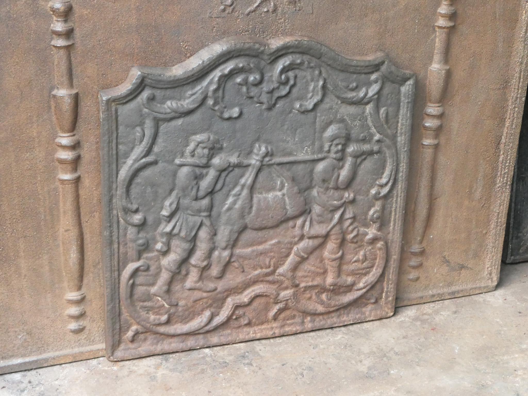 20ième siècle Plaque de cheminée / dosseret de style Napoléon III 'Retour de la chasse'. en vente