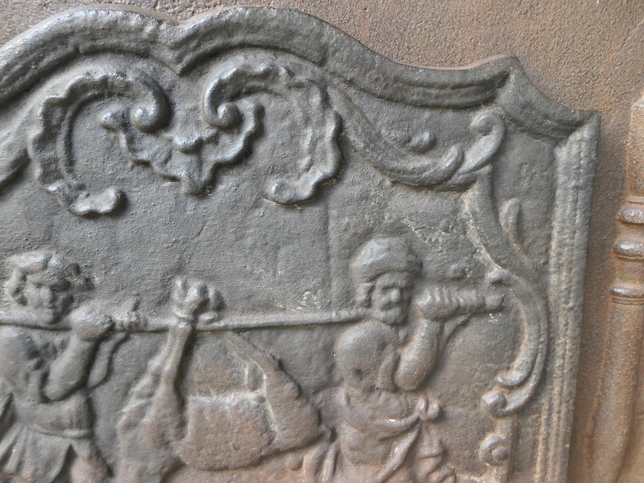 Plaque de cheminée / dosseret de style Napoléon III 'Retour de la chasse'. en vente 1
