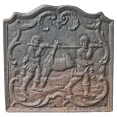 Plaque de cheminée / dosseret de style Napoléon III 'Retour de la chasse'.