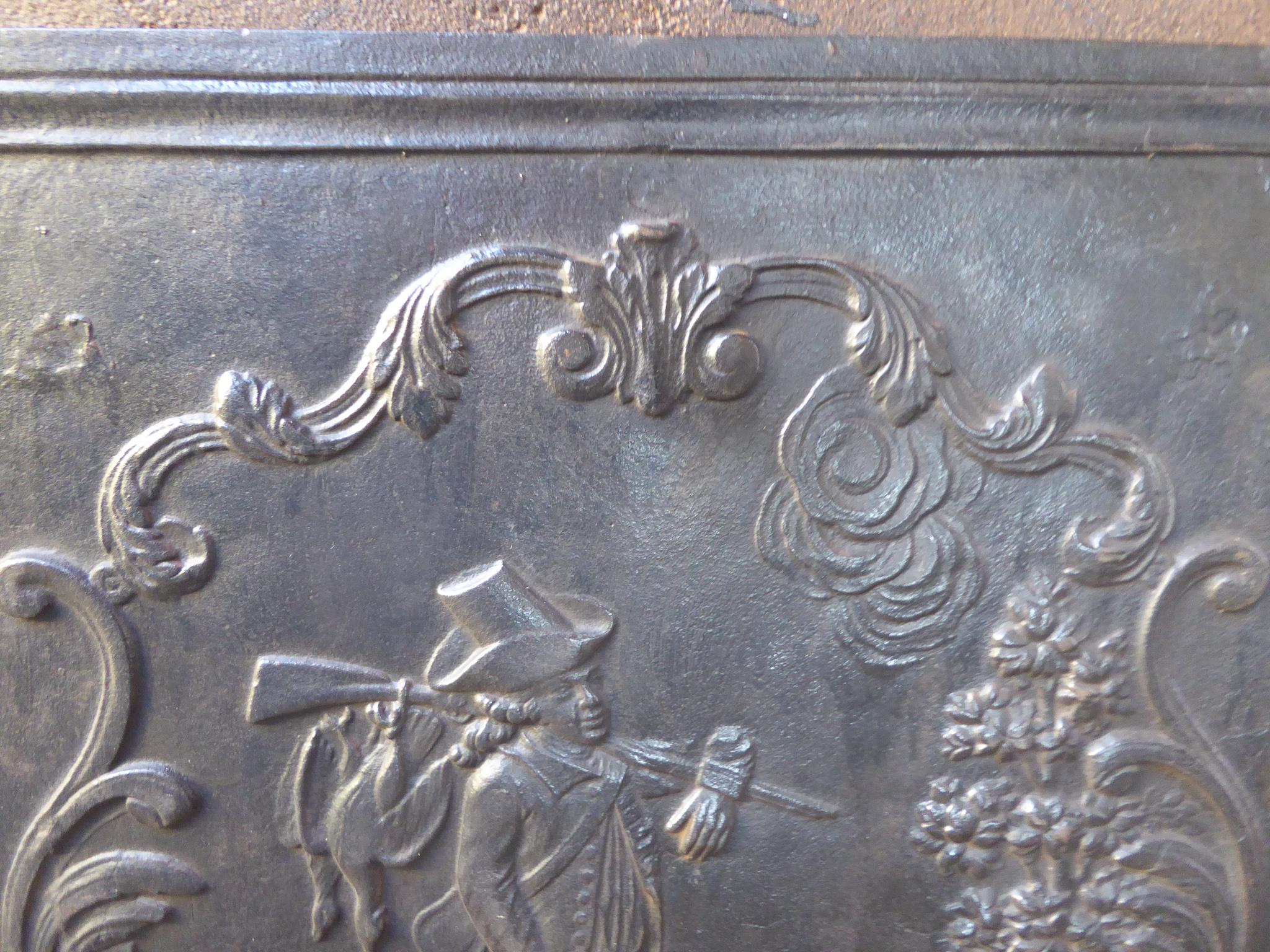 Iron French Napoleon III Style 'Return from the Hunt' Fireback / Backsplash For Sale