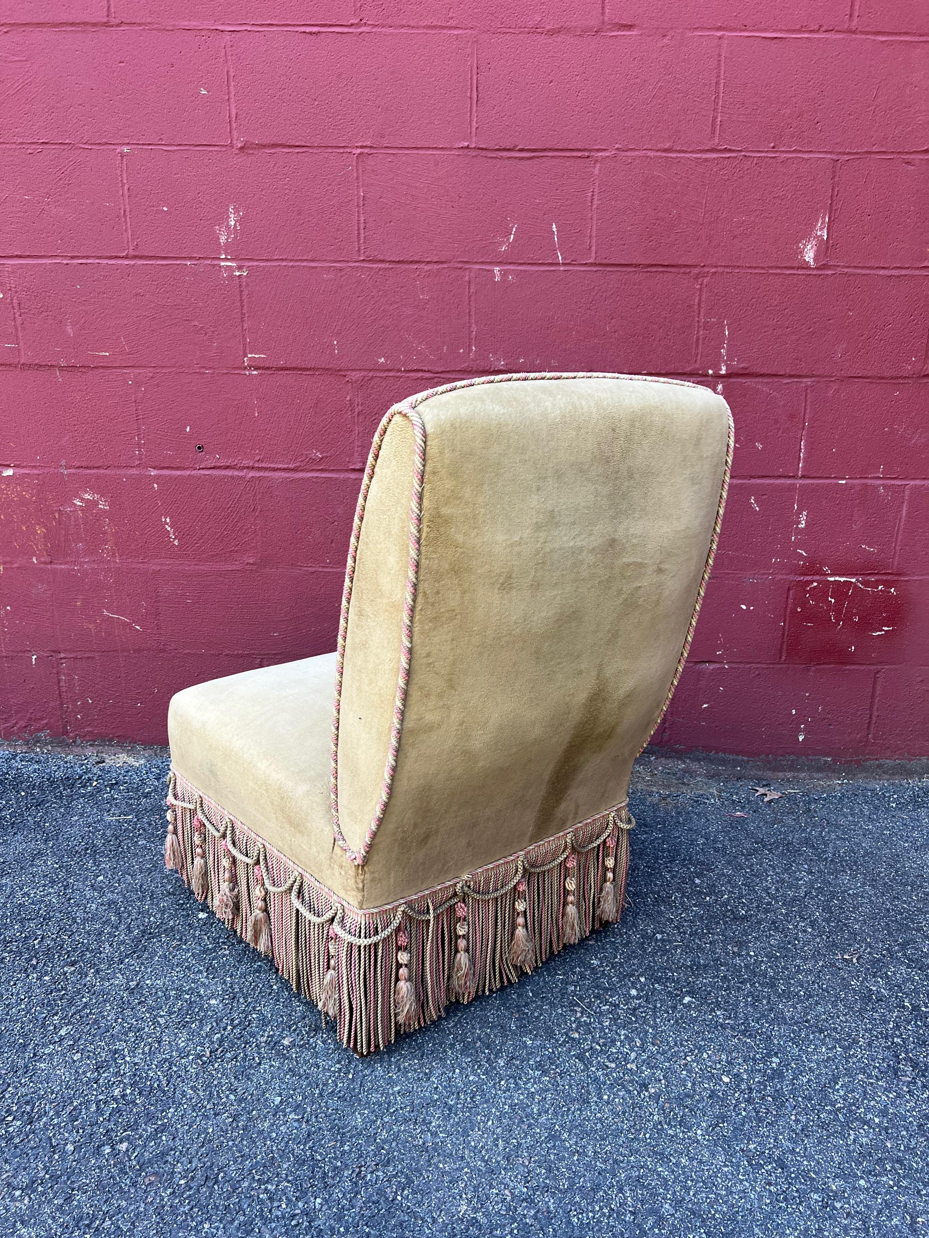 Fabric French Napoleon III Style Slipper Chair For Sale
