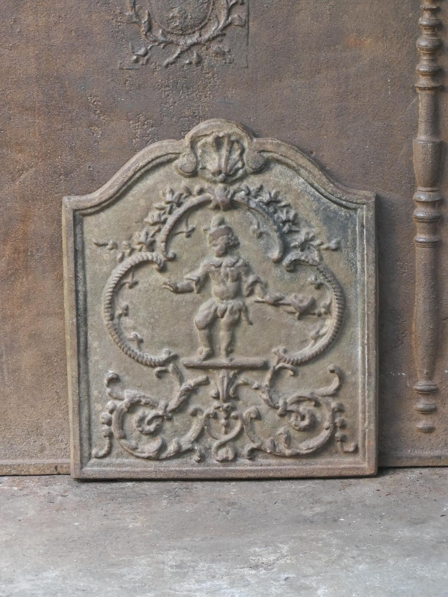 Cast French Louis XV Style 'Street Musician' Fireback / Backsplash For Sale