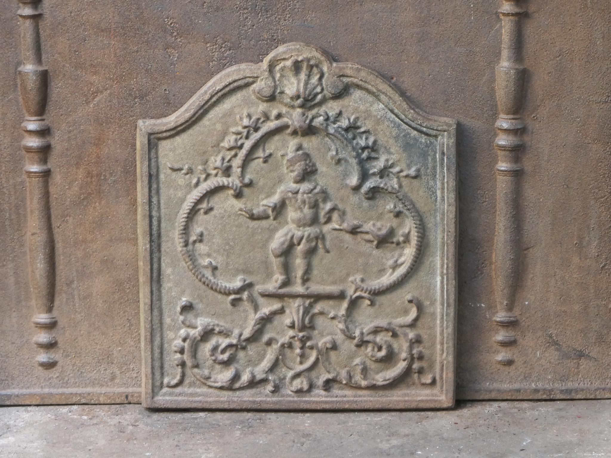 French Louis XV Style 'Street Musician' Fireback / Backsplash In Good Condition For Sale In Soest, NL