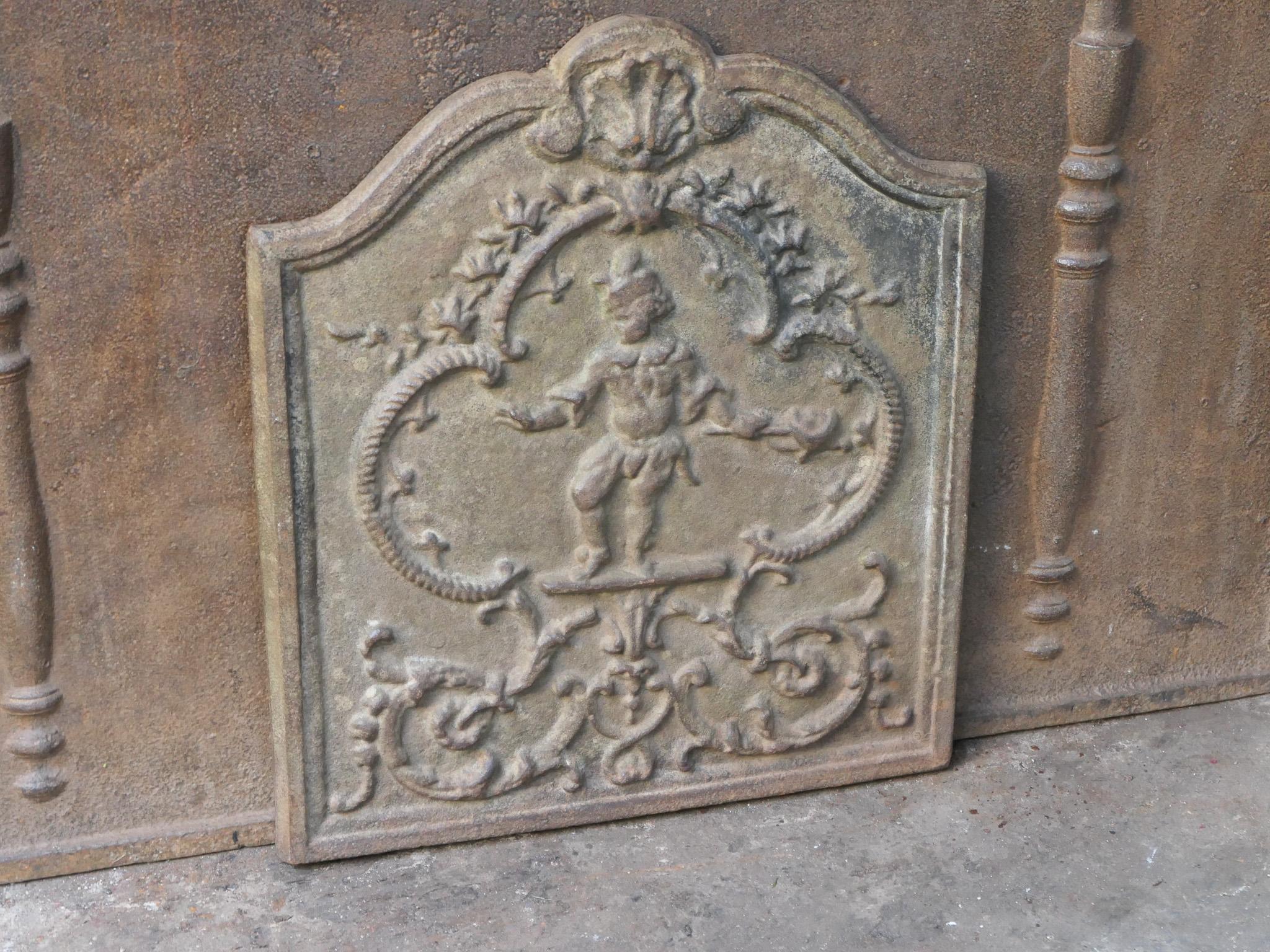 20th Century French Louis XV Style 'Street Musician' Fireback / Backsplash For Sale