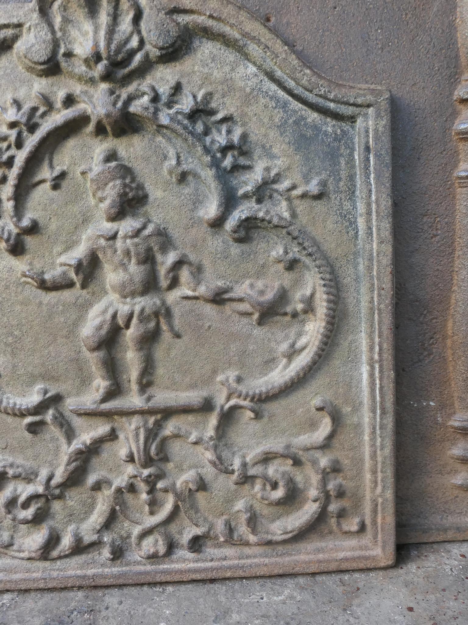 French Louis XV Style 'Street Musician' Fireback / Backsplash For Sale 1