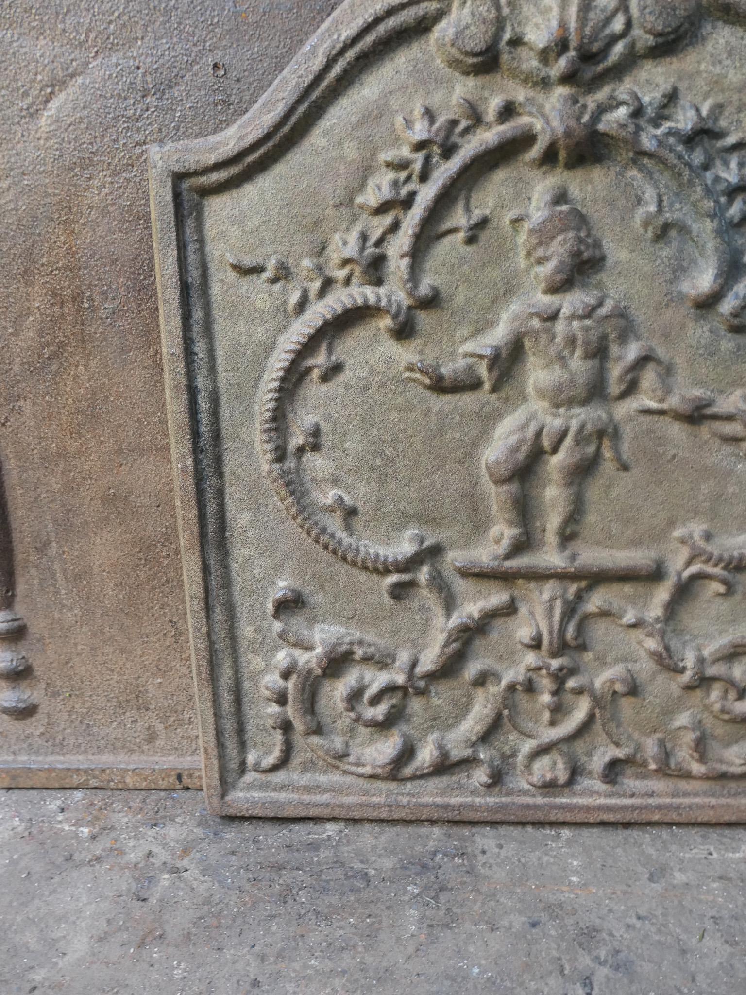 French Louis XV Style 'Street Musician' Fireback / Backsplash For Sale 3