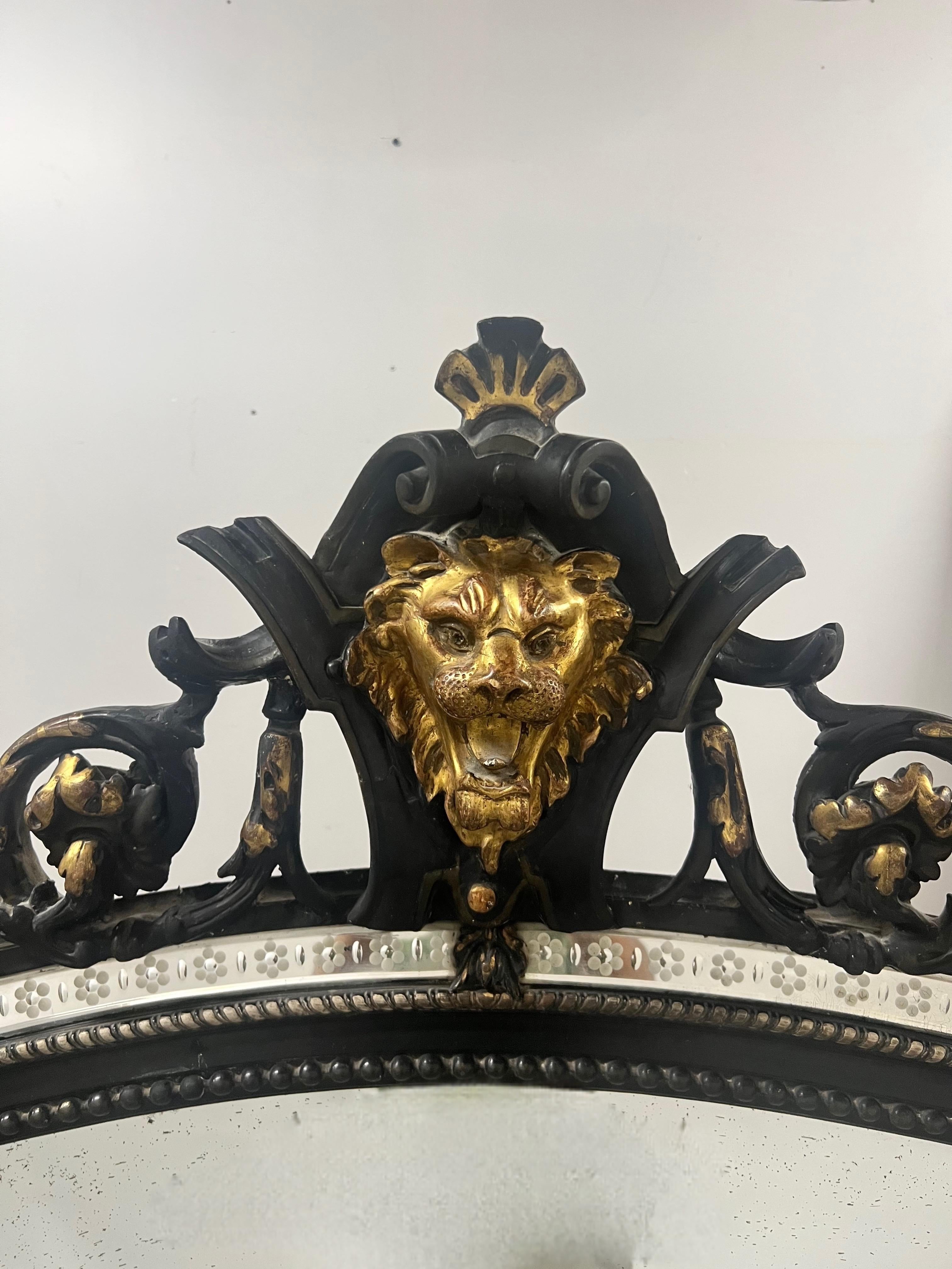 Französisch Napoleon III Stil Schmiedeeisen und antikisiertes Glas Wandspiegel (Napoleon III.) im Angebot