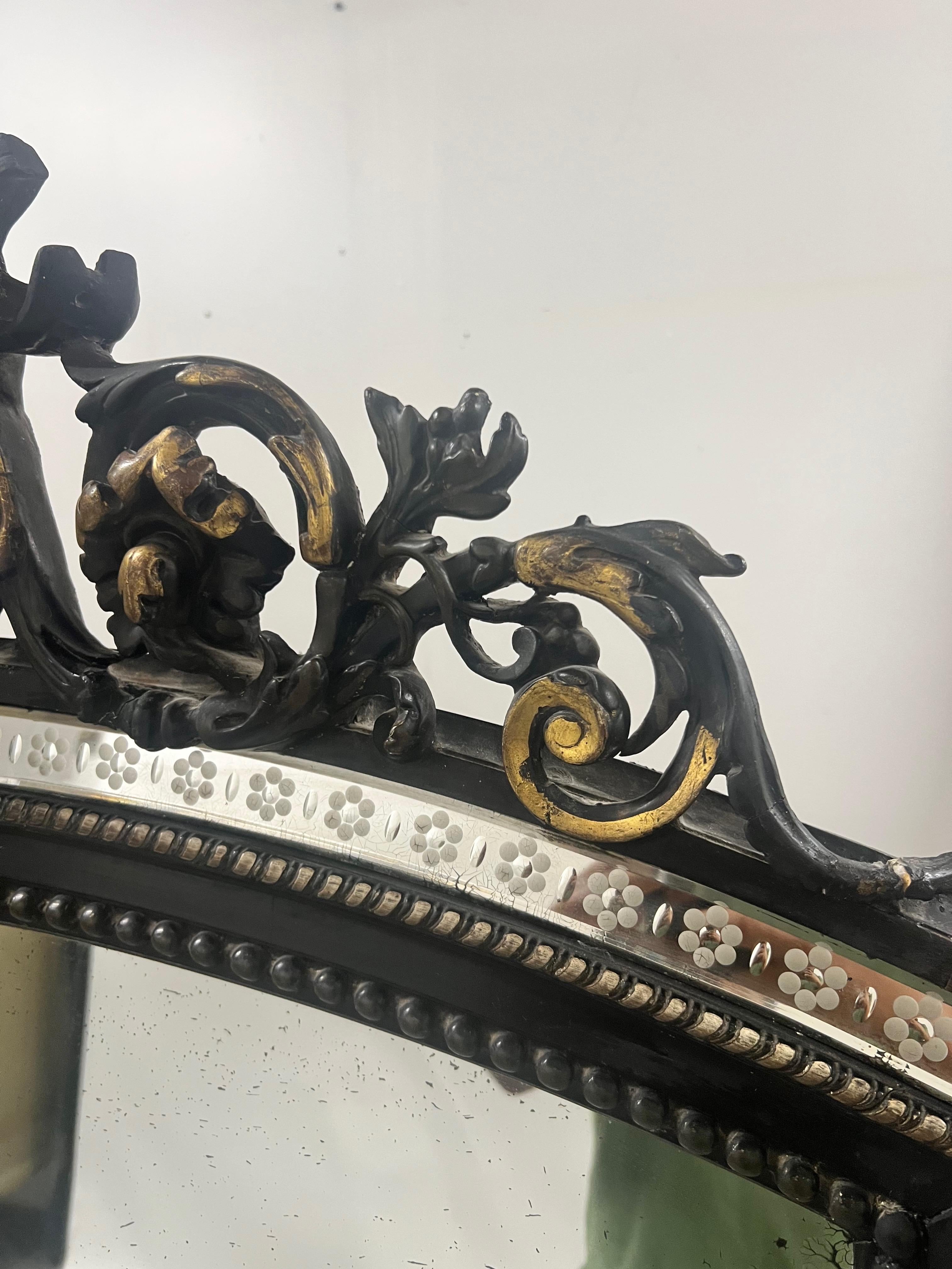 Französisch Napoleon III Stil Schmiedeeisen und antikisiertes Glas Wandspiegel (Spiegel) im Angebot