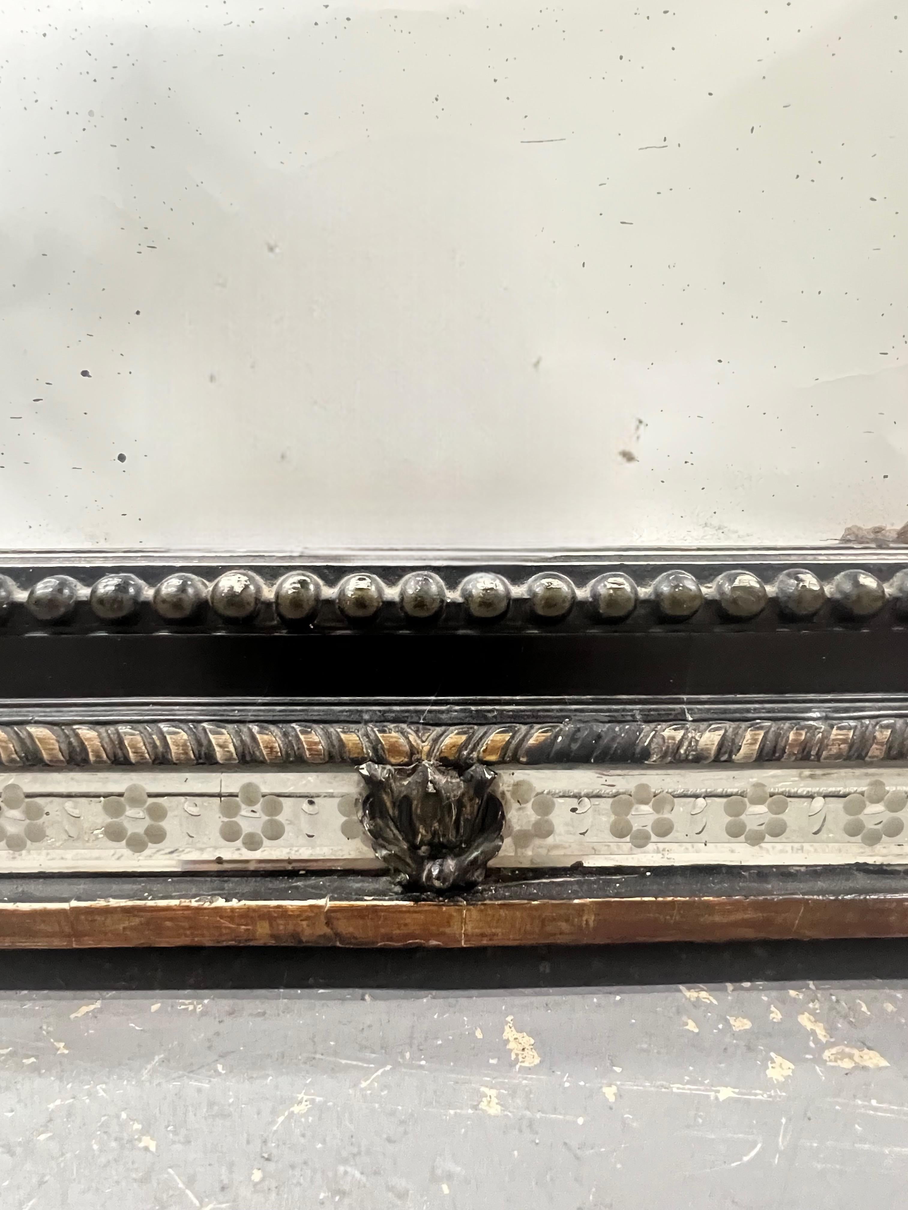Französisch Napoleon III Stil Schmiedeeisen und antikisiertes Glas Wandspiegel im Angebot 1