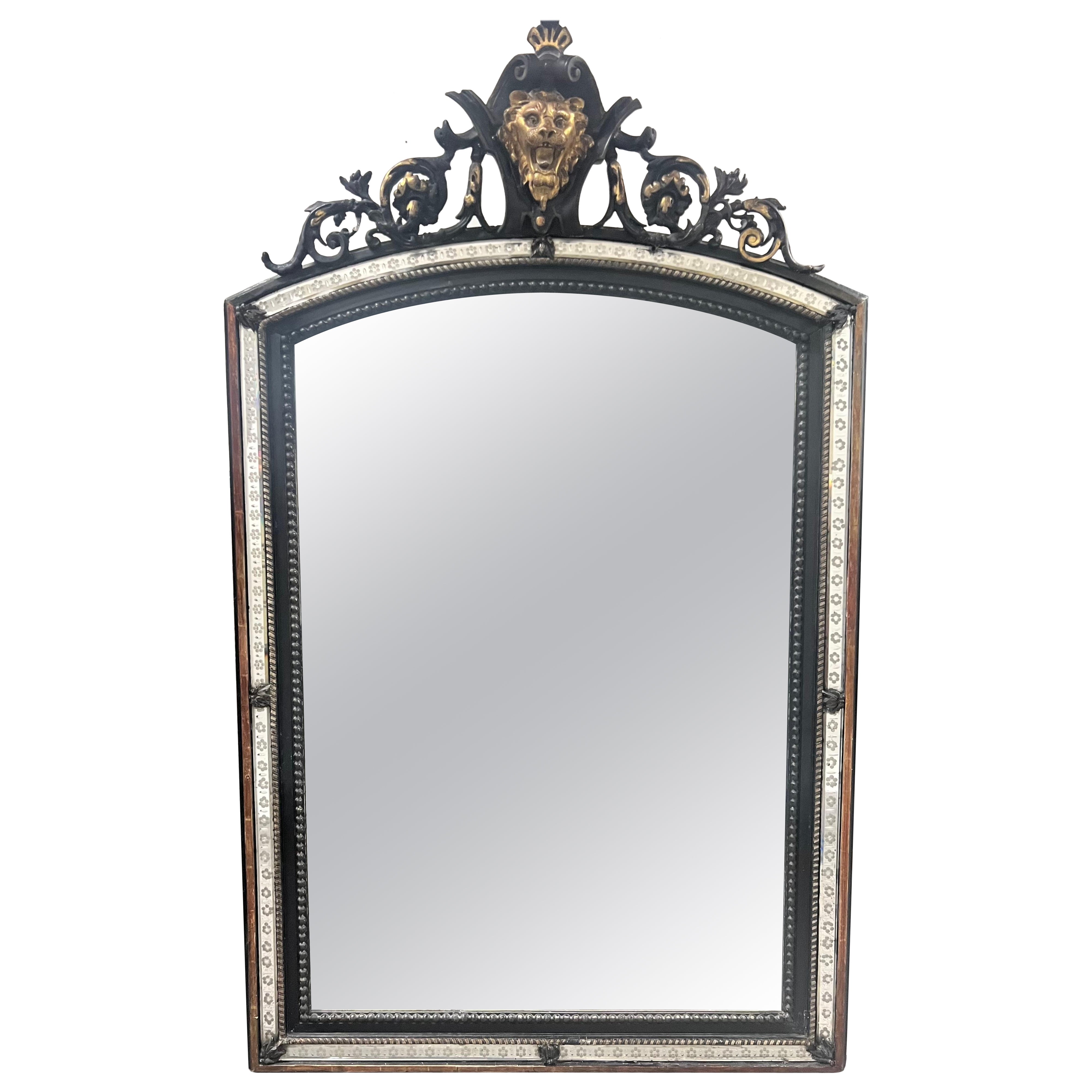 Französisch Napoleon III Stil Schmiedeeisen und antikisiertes Glas Wandspiegel im Angebot