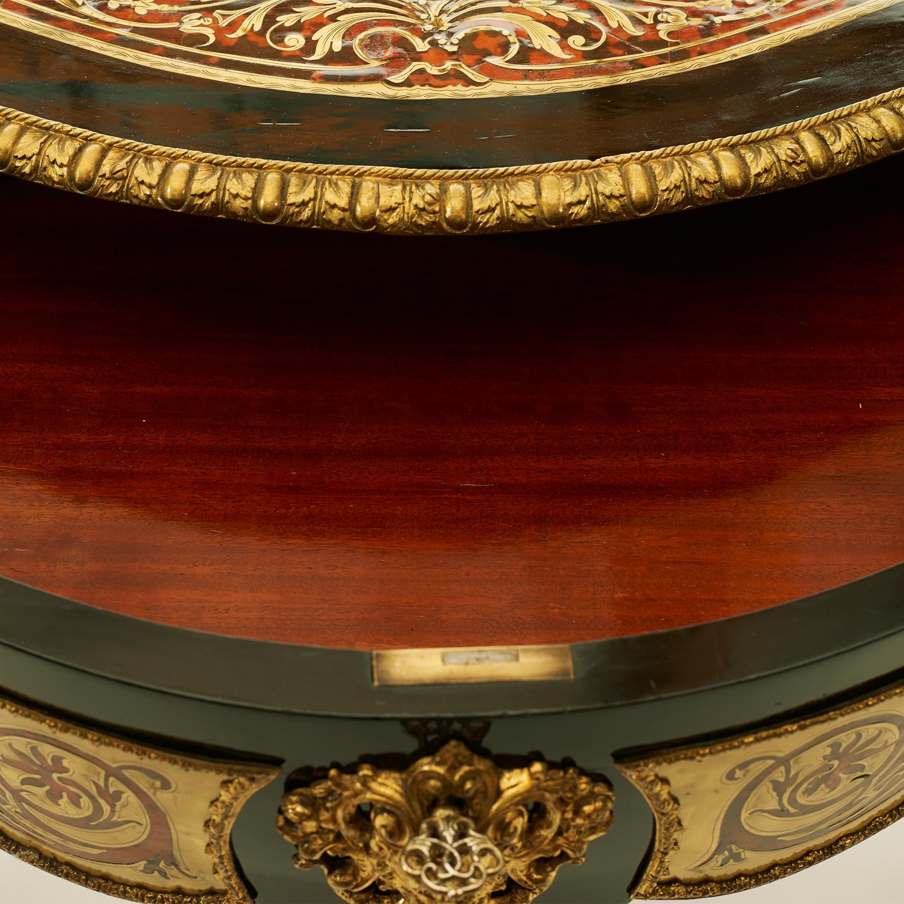 French Napoleon III Table in the Manner of Boulle tortoiseshell and Brass For Sale 6