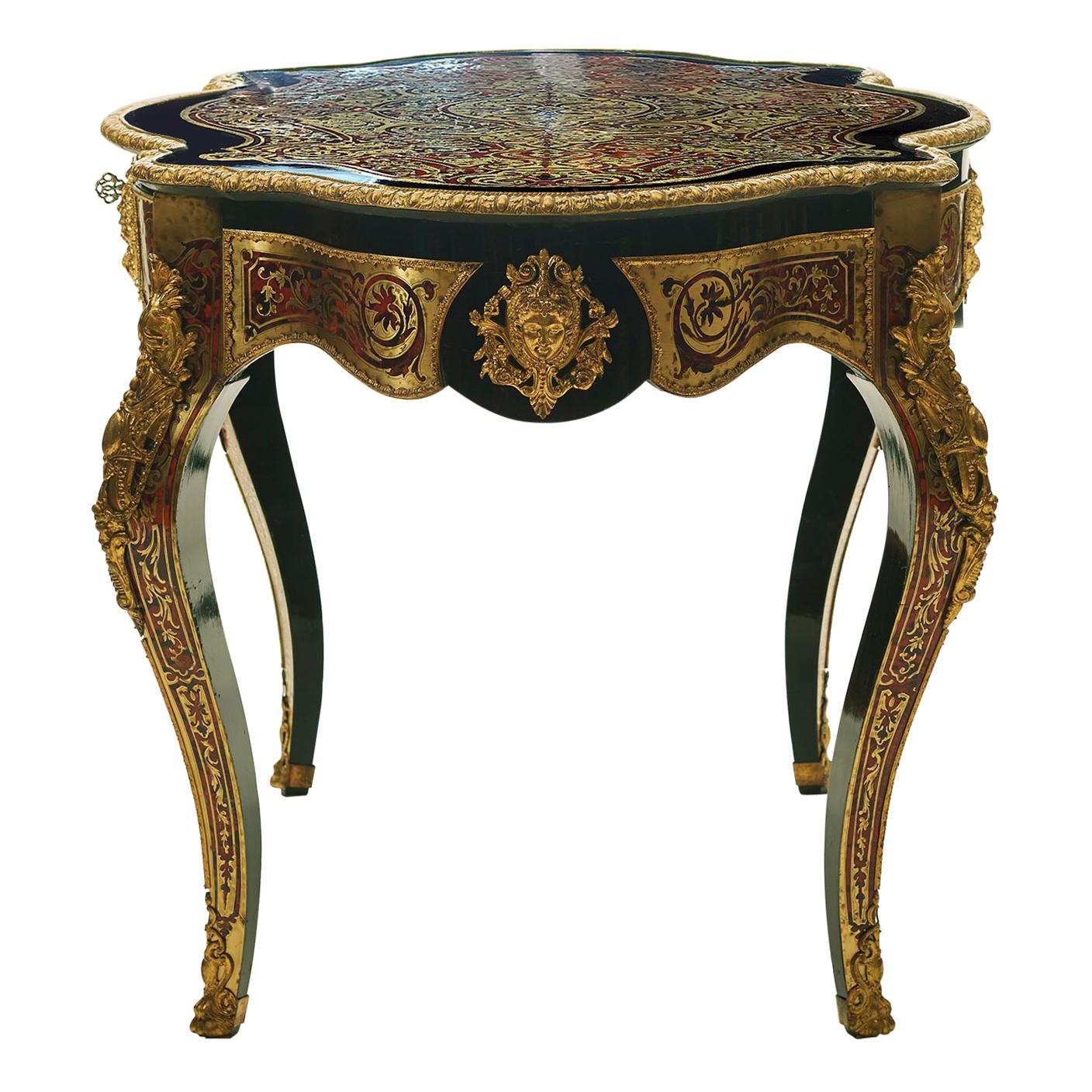 French Napoleon III Table in the Manner of Boulle, 19th Century