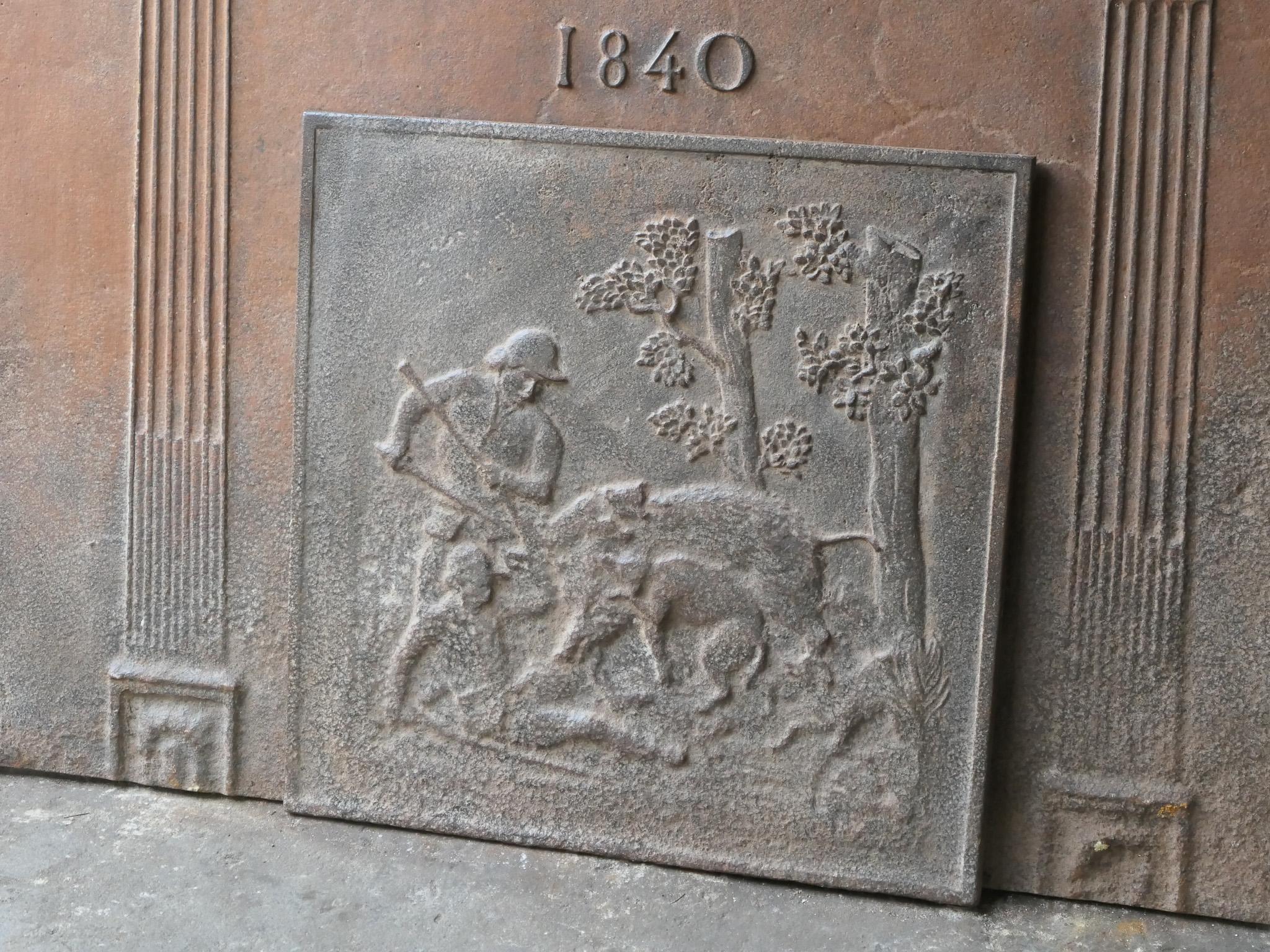 Iron French Napoleon III 'The Hunt' Fireback / Backsplash, 19th Century For Sale