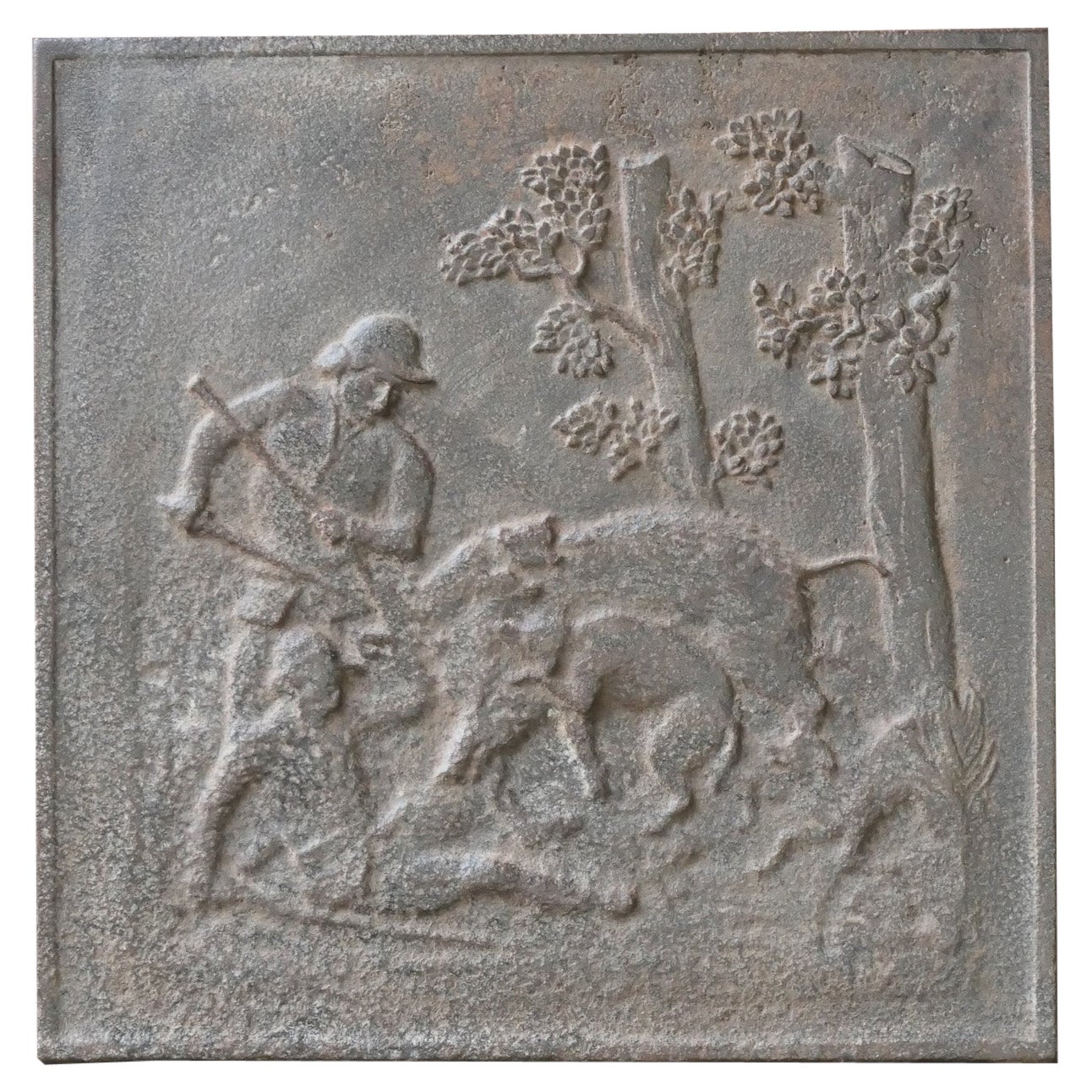 French Napoleon III 'The Hunt' Fireback / Backsplash, 19th Century