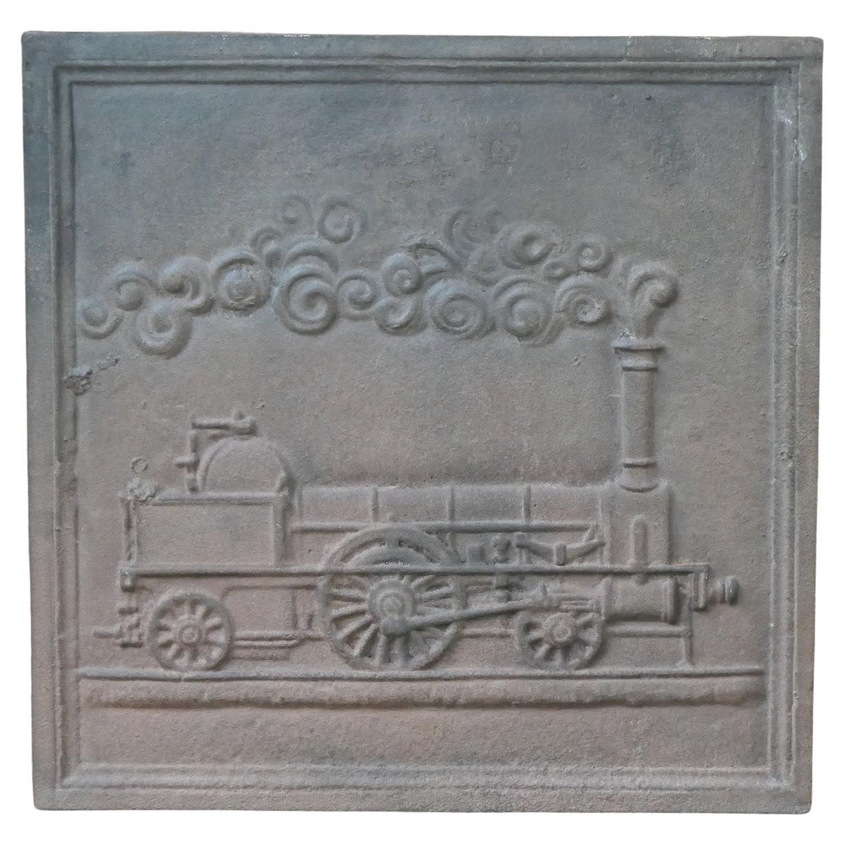 French Napoleon III 'Train' Fireback / Backsplash, 20th Century