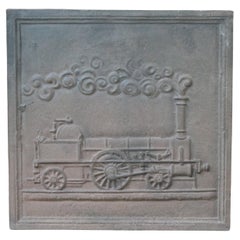 French Napoleon III 'Train' Fireback / Backsplash, 20th Century