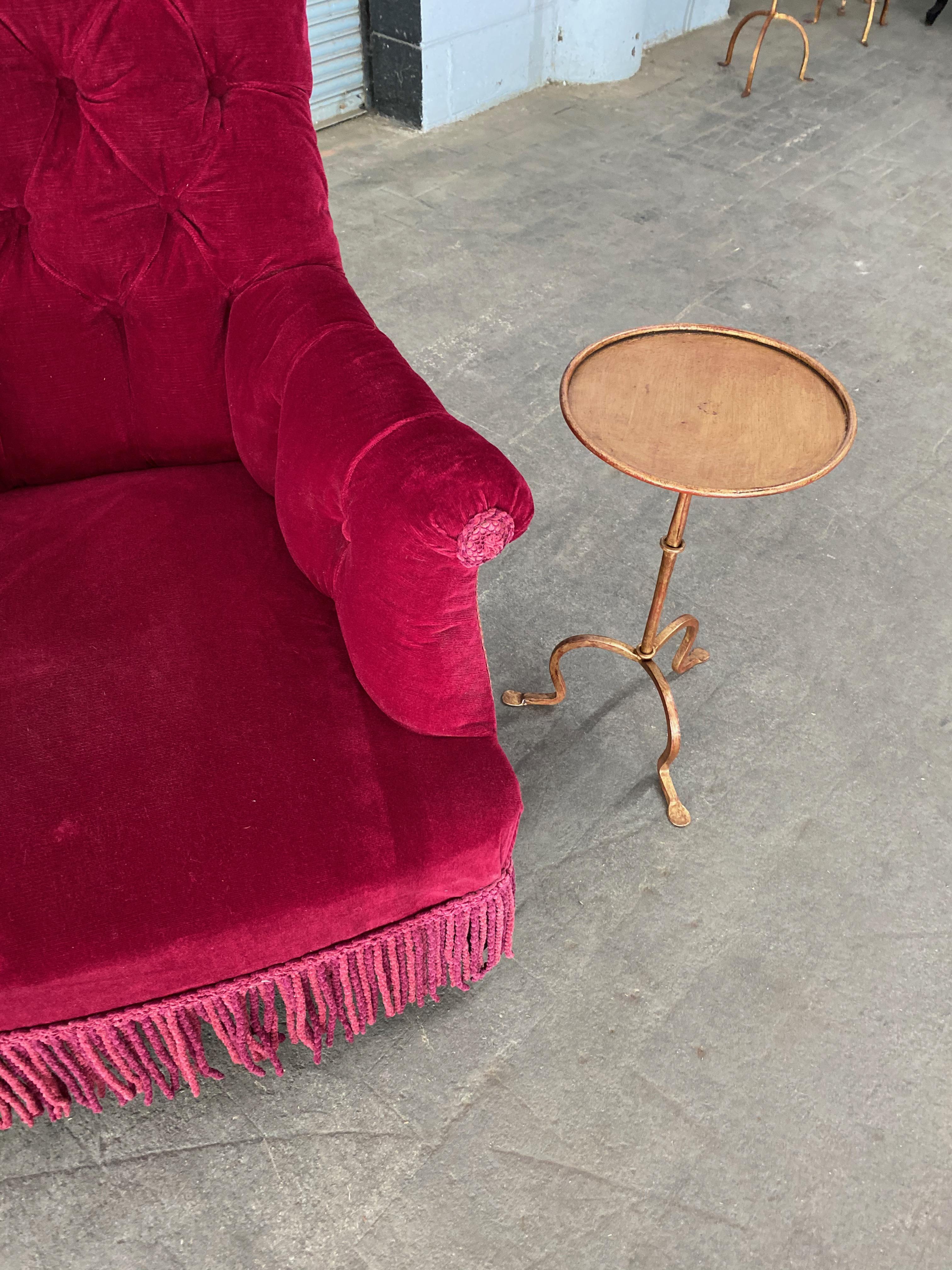 French Napoleon III Tufted Armchair in Red Velvet 6