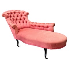  French Napoleon III Tufted Chaise Lounge