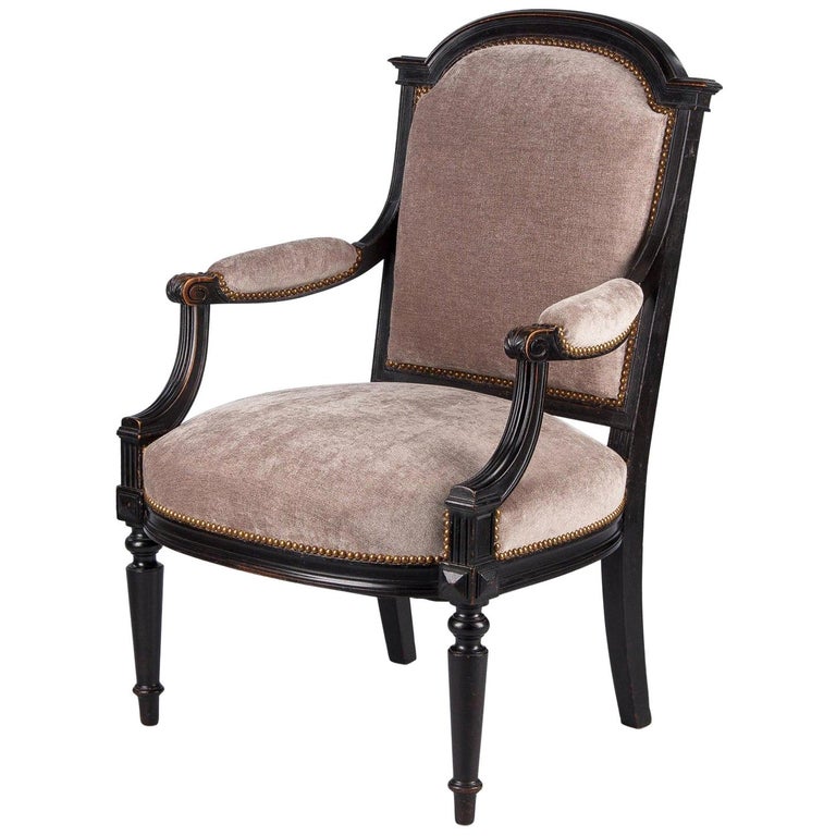 French Napoleon Iii Upholstered Armchair In Ebonized Pear Wood 1870s For Sale At 1stdibs