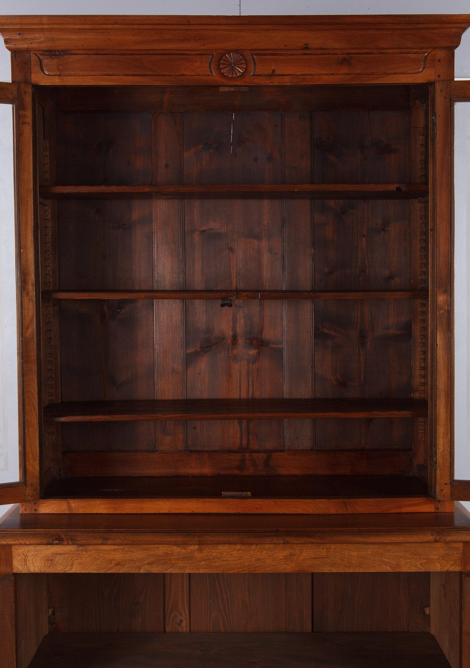 French Napoleon III Walnut Cabinet Bookcase, Late 1800s 7