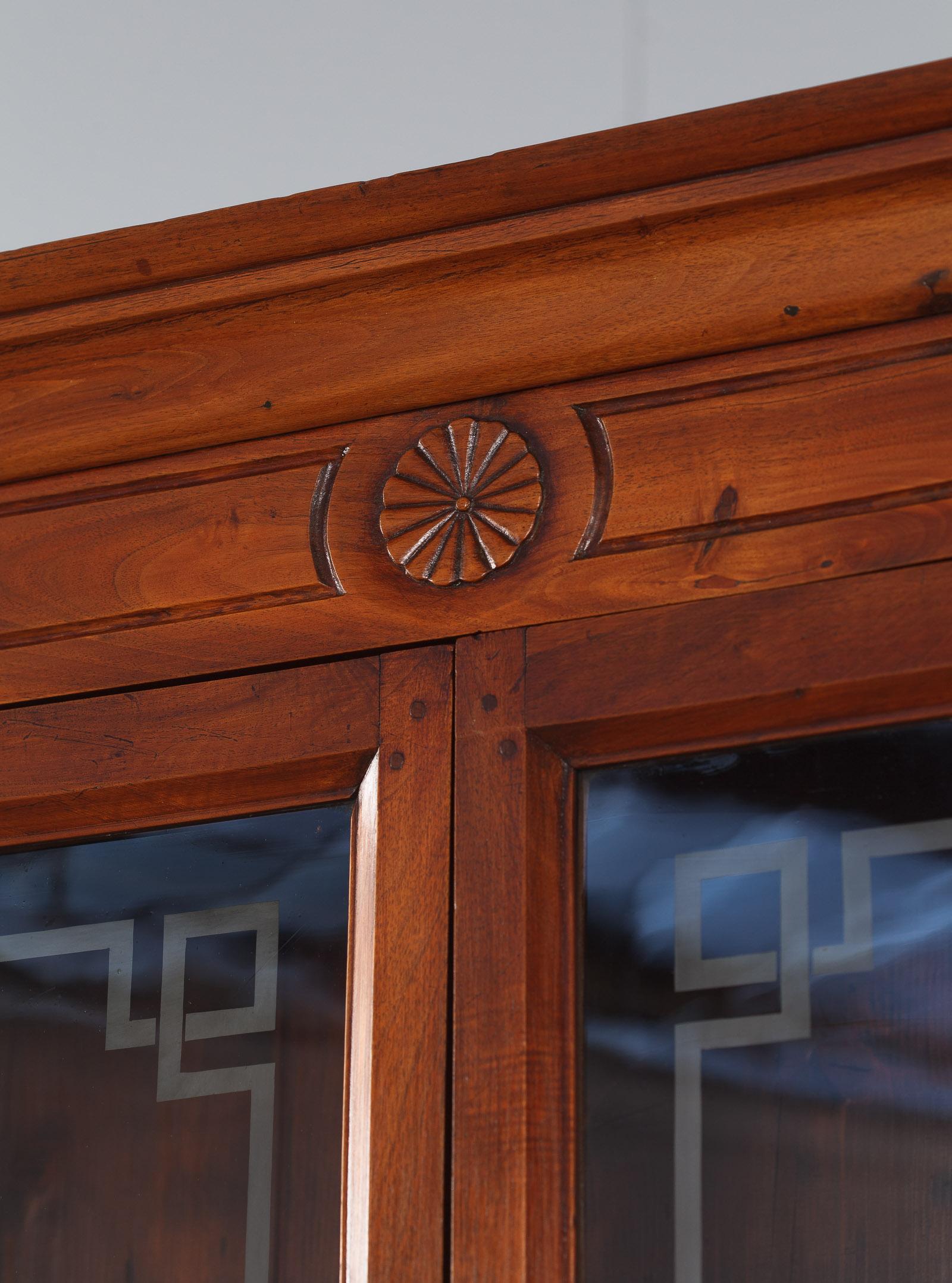 French Napoleon III Walnut Cabinet Bookcase, Late 1800s 10