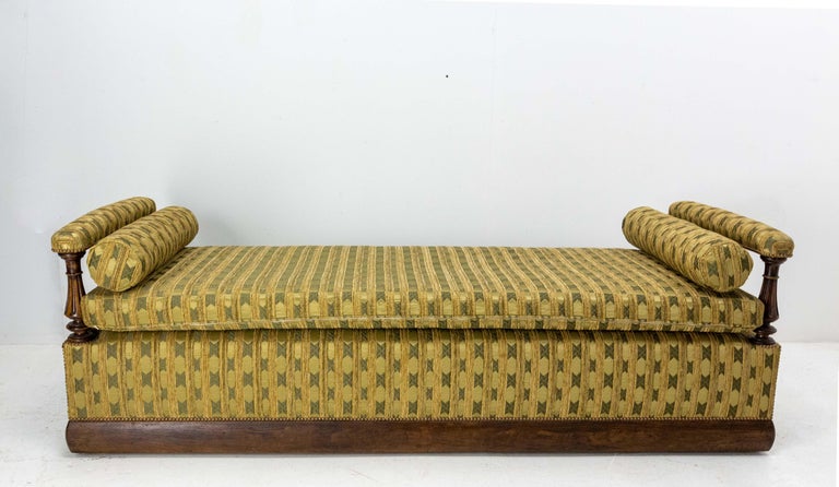 Upholstery French Napoleon III Walnut Sofa Banquette French Late 19th Century For Sale