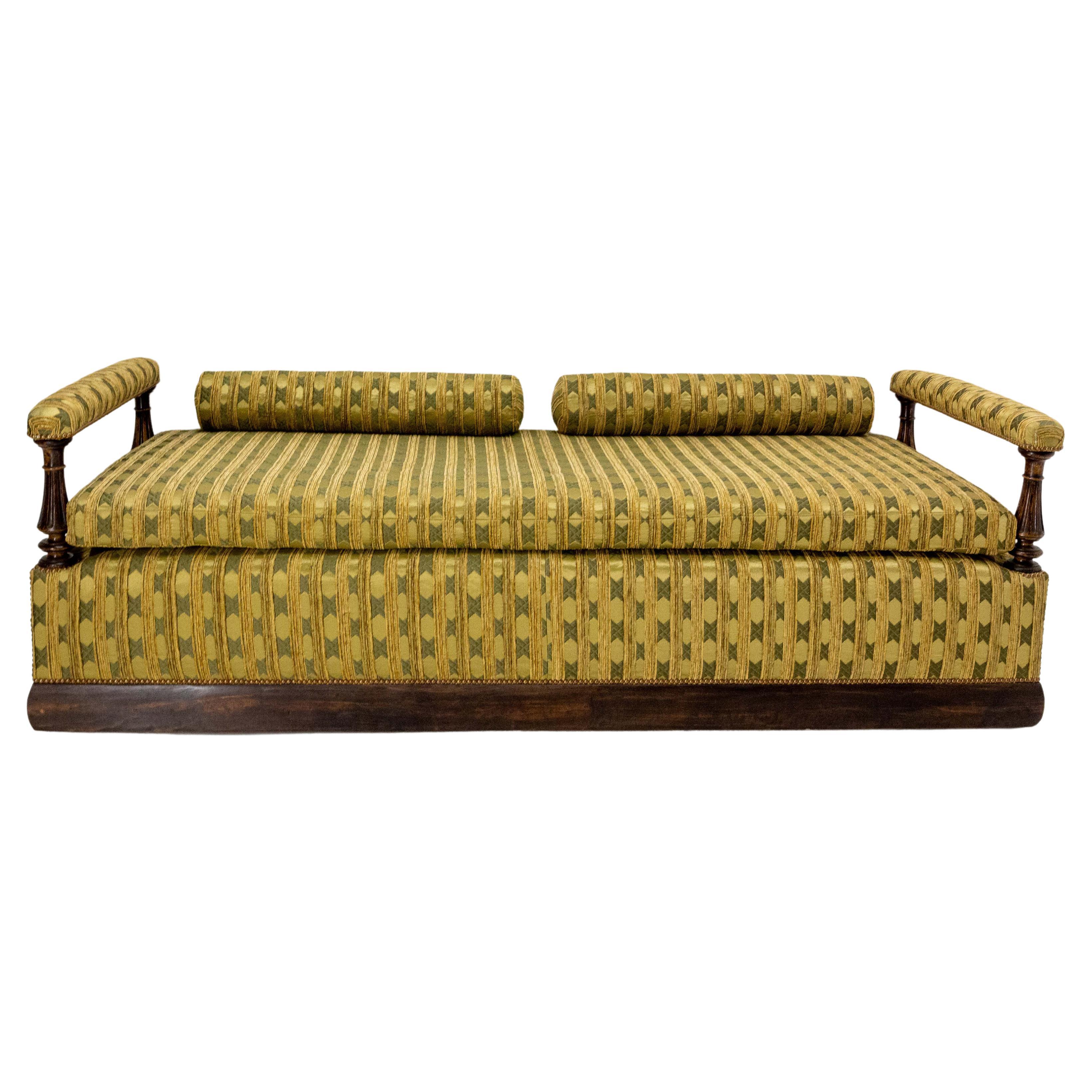 French Napoleon III Walnut Sofa Banquette French Late 19th Century