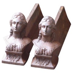 French Napoleon III 'Woman' Andirons or Firedogs, 19th Century