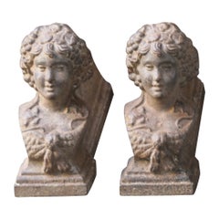 French Napoleon III 'Woman' Andirons or Firedogs, 19th Century