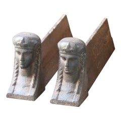 French Napoleon III 'Woman' Andirons or Firedogs, 19th Century