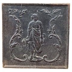 Plaque de cheminée / dosseret "femme" Napoléon III, époque 19e siècle