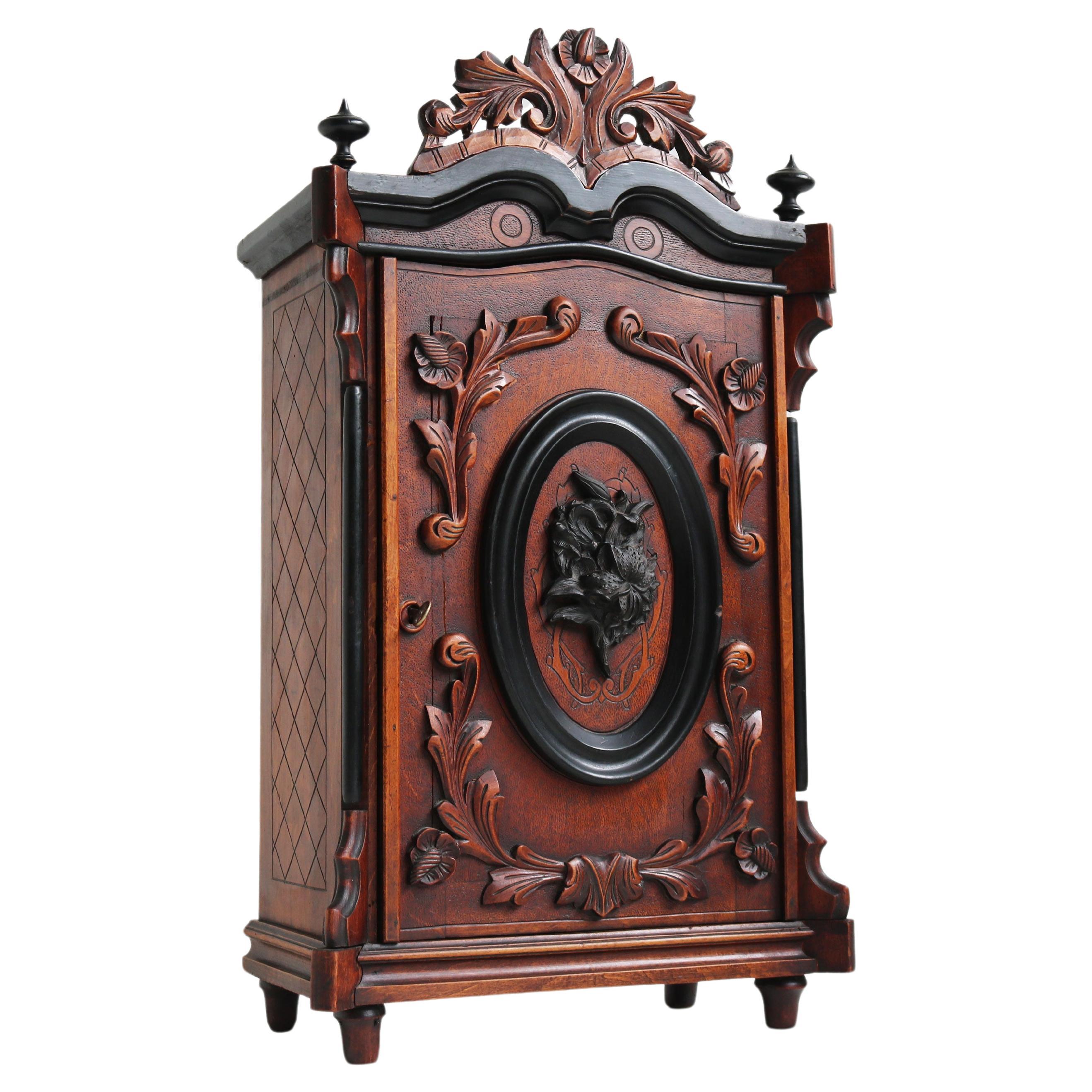 French Napoleon lll Tobacco / cigar humidor Wall cabinet / cabinet 19th century For Sale