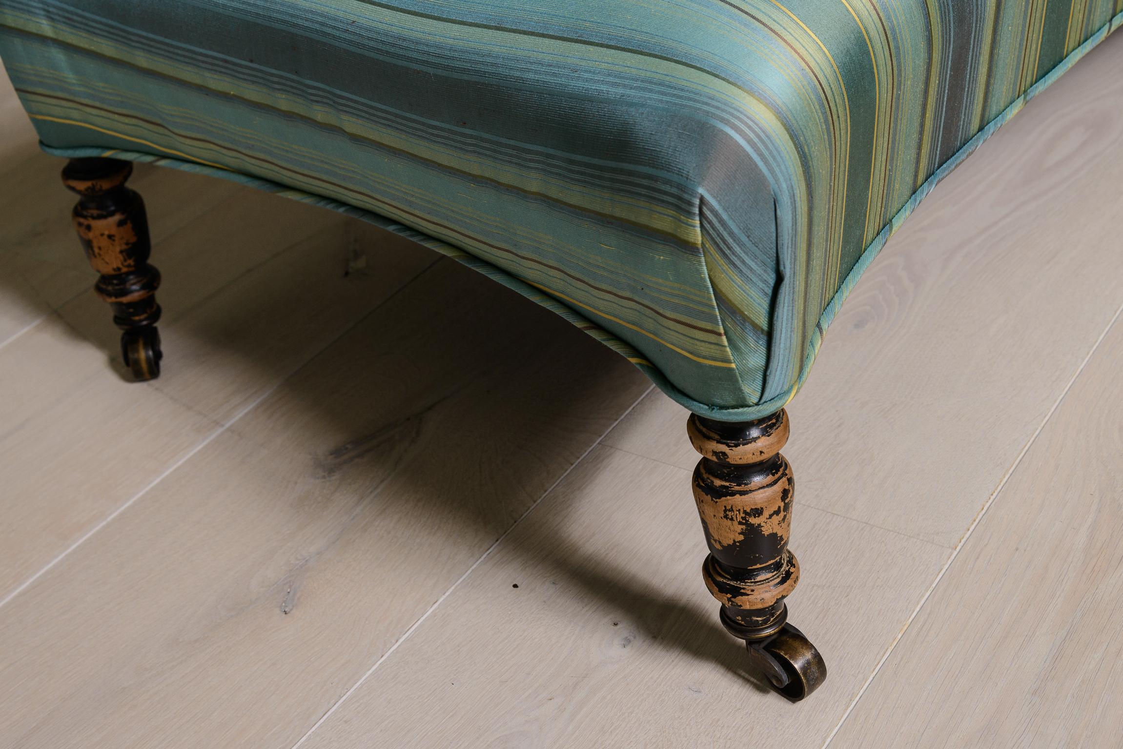 Late 19th Century French Napoleon !!! Upholstered Ottoman on Caster For Sale